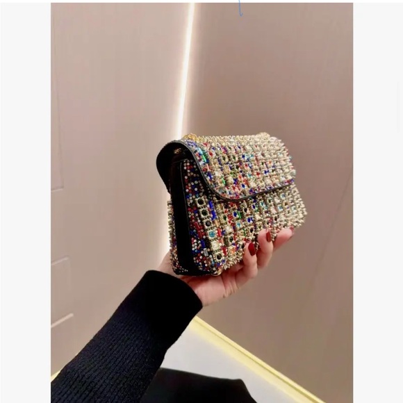 Elegant Unbranded Multicolor Studded Rhinestone Women's Bag - NIP - Picture 5 of 16